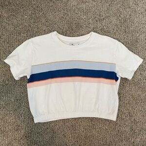 White Crop Top With Stripes